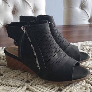 torrid | Shoes | Torrid Black Open Toe Wedge Bootie Size 9w | Poshmark